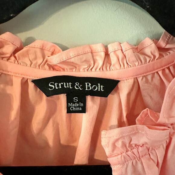 Strut‎ & Bolt Tie Front Sleeveless Blouse Preppy Flirty Lightweight Pink Size S - Picture 5 of 5